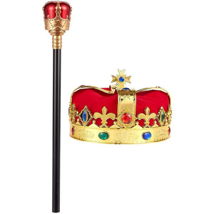 Regal King Crown and Scepter Costume, Kids Halloween Costumes (2 Pieces) Red