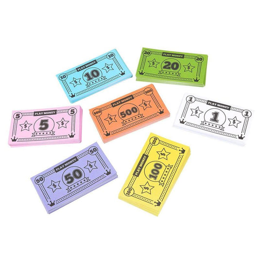 Blue Panda Play Money for Kids - $44,590 in Board Game Money Replacement, Pretend Dollar Bills, 455 Bills Total, 65 of Each Denomination, Small Bills, 4 x 2.2 Inches