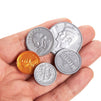 Pack of 250 Play Coin Set - Includes 10 Half-Dollars, 40 Quarters, 50 Dimes, 50 Nickels, 100 Pennies Fake Plastic Coins - Pretend Money - Great Teaching Tool, Prop, Kids Toy, 0.98 Inches in Diameter