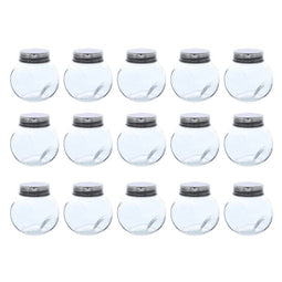Clear Glass Jar - 15-Pack Mini Slanted Candy Jars with Screw on Lids for Wedding Decoration, DIY, Home, Party Favors, 3.4-Ounce