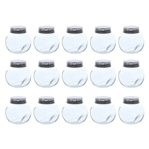 Clear Glass Jar - 15-Pack Mini Slanted Candy Jars with Screw on Lids for Wedding Decoration, DIY, Home, Party Favors, 3.4-Ounce