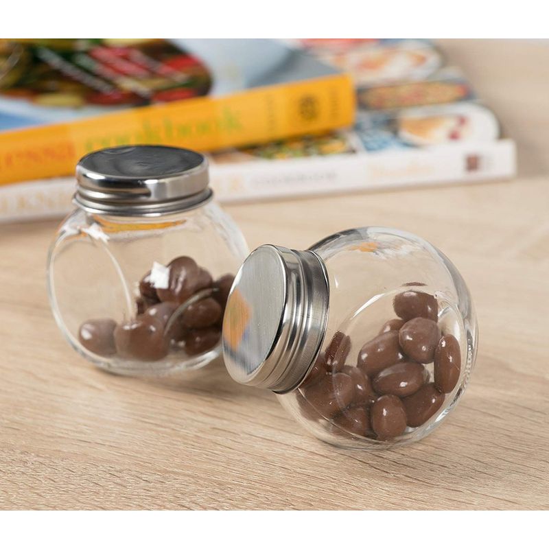 Candy Jar, Spherical Glass Food Storage Container With Cork Lids