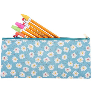 Blue Panda Cute Floral Zipper Pencil Makeup Pouch Bags, 9 x 4 Inches
