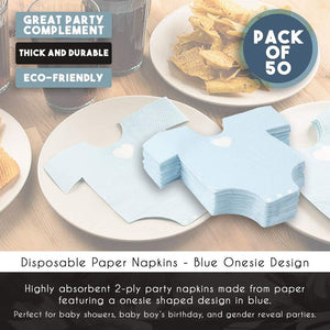 Baby Shower Pajama Theme Napkins (Blue, 50-Pack)
