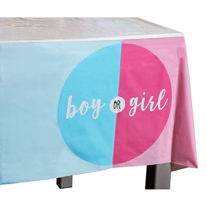 Gender Reveal Party Decorations - 6 Pack of Pink and Blue Boy or Girl Disposable Plastic Rectangular Tablecloths for Baby Shower Celebrations, 54 x 108 Inches