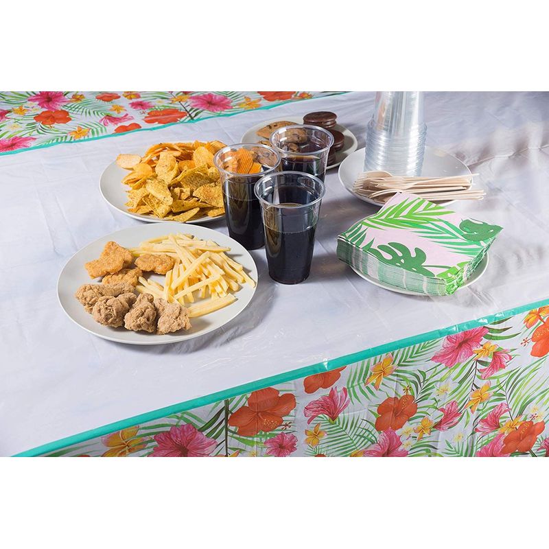 Blue Panda Luau Party Plastic Table Cover (54 x 108 in, 3 Pack)