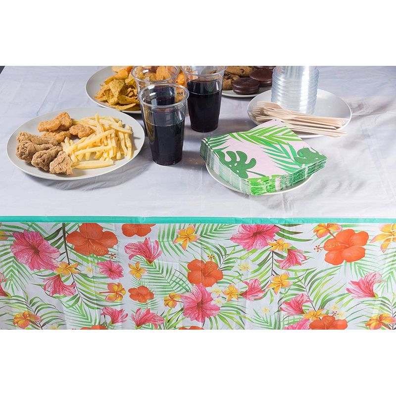 Blue Panda Luau Party Plastic Table Cover (54 x 108 in, 3 Pack)