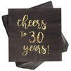 Cheers to 30 Years! Gold Foil Paper Cocktail Napkins (5 x 5 Inches, 100 Pack)
