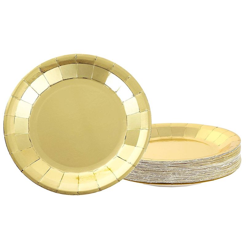 Paper Plates in Gold Foil Design for Birthday Party Supplies (9 In, 48 Pack)