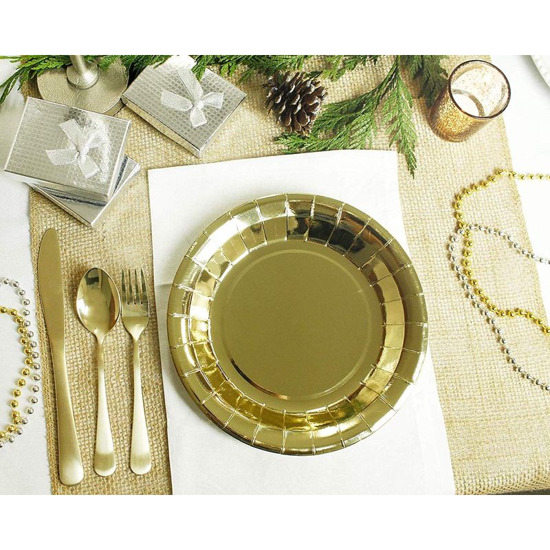 Paper Plates in Gold Foil Design for Birthday Party Supplies (9 In, 48 Pack)