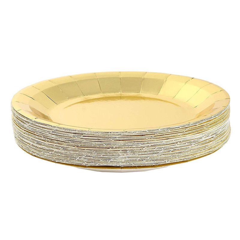 Paper Plates in Gold Foil Design for Birthday Party Supplies (9 In, 48 Pack)