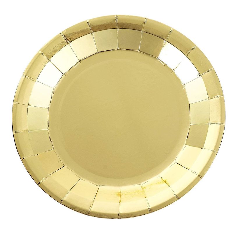 Paper Plates in Gold Foil Design for Birthday Party Supplies (9 In, 48 Pack)