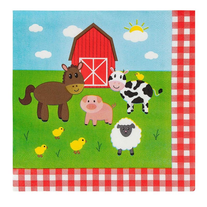 100 Pack Cow Print Napkins for Farm Animal Birthday Party Supplies (2-Ply, 6.5 x 6.5 in)