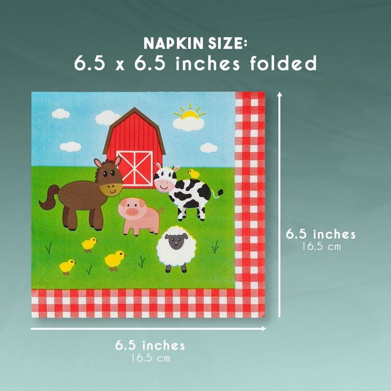 100 Pack Cow Print Napkins for Farm Animal Birthday Party Supplies (2-Ply, 6.5 x 6.5 in)