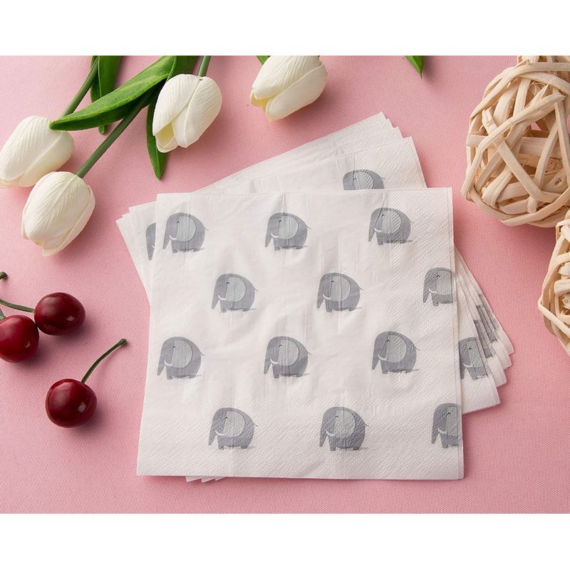 Elephant Paper Napkins for Baby Shower Party (6.5 x 6.5 Inches, 150 Pack)