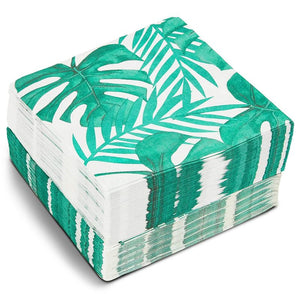 Tropical Leaf Paper Napkins for Hawaiian Luau Birthday Party (6.5 x 6.5 In, 150 Pack)