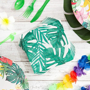 Tropical Leaf Paper Napkins for Hawaiian Luau Birthday Party (6.5 x 6.5 In, 150 Pack)