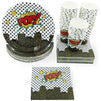 Hero Party Pack, Paper Plates, Napkins and Cups (Serves 36, 108 Pieces)