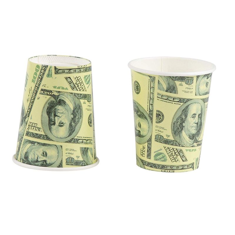 Money Party Supplies, Dinner Plates, Cutlery Set, Paper Cups, and Luncheon Napkins (Serves 24, 144 Pieces)