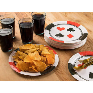 Poker & Casino Card Night Plates - 80 Disposable Dinner Paper Plates 9 x 9 inches