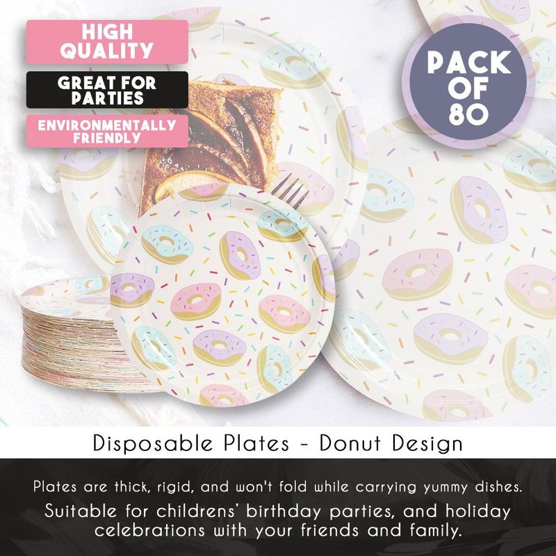 Donut Party Supplies, Sprinkle Plates (9 in., 80 Pack)