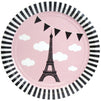 Disposable Plates - 80-Count Paper Plates, Paris or French Theme Party Supplies for Appetizer, Lunch, Dinner, and Dessert, Birthdays, Bridal Showers, Eiffel Tower Design, 9 Inches in Diameter