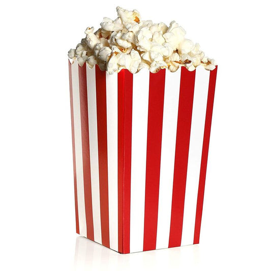 Set of 100 Mini Popcorn Favor Boxes - 3x5 Snack Containers for Carnival Party Supplies, Movie Night, Birthdays, Red and White, 20 Ounce, 3.3 x 5.6 Inches