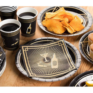 1920s Party Supplies – Serves 24 – Includes Plates, Knives, Spoons, Forks, Cups and Napkins Perfect for Roaring 20s Themed Birthdays