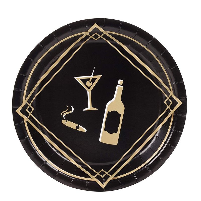 1920s Party Supplies – Serves 24 – Includes Plates, Knives, Spoons, Forks, Cups and Napkins Perfect for Roaring 20s Themed Birthdays