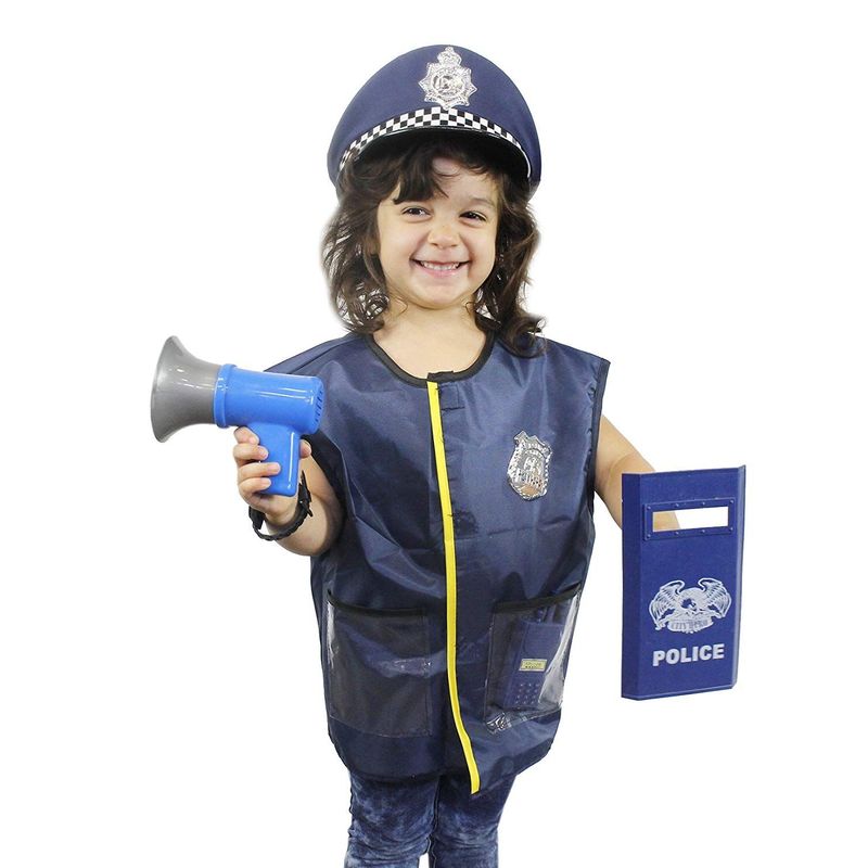 Kids Police Costume Set-7 Pcs Police Officer Dress Up for boys-Hat,Vest,  Badge,Whistle,Sunglasses,Handcuff,Baton