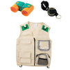 Blue Panda Kid Explorer Vest Kit - 3-Piece Outdoor Exploration Set Includes Cargo Vest, Compass, and Binoculars for Kids' Pretend Play or Nature Safari Halloween Party Dress-Up Costume