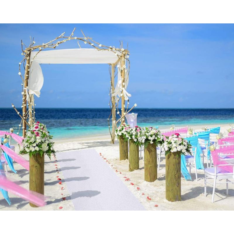 Blue Panda Wedding Aisle Runner - Essential Indoor and Outdoor Wedding Decoration, Dream Wedding Decor Supplies, Polyester Paper, White Leaf Imprint, 3 x 50 Feet
