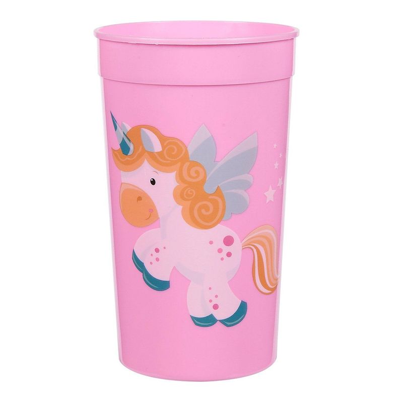 Pink Plastic Tumbler Cups for Unicorn Party (16 oz, 16 Pack)