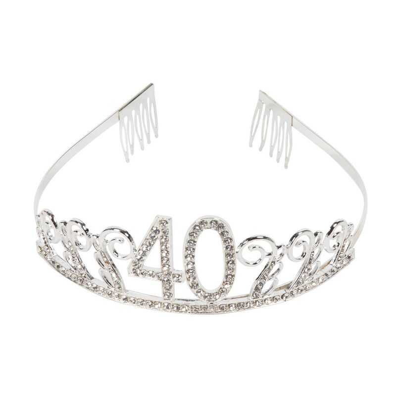 40th Birthday Tiara and Sash - Gift for Women with Forty and Fabulous Satin Sash and Rhinestone Tiara Crown Set for Gift Party Supplies and Decorations