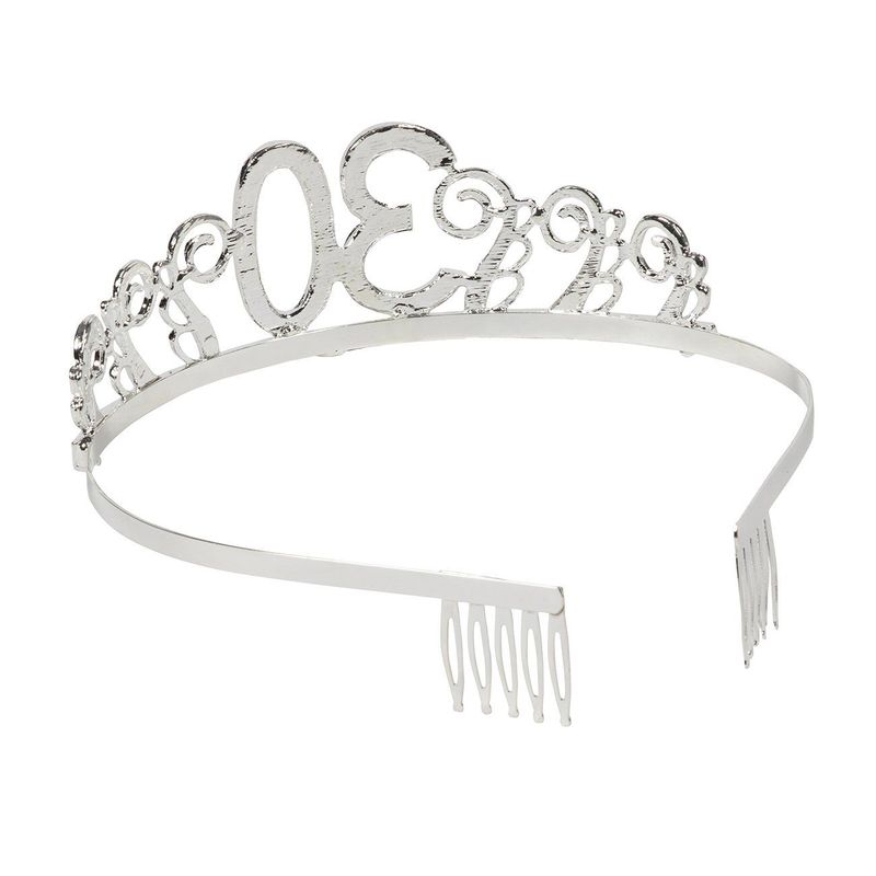 Happy Birthday Tiara and Sash Set - Rhinestone Queen Tiara with Dirty Thirty Satin Sash Decoration for 30th Birthday