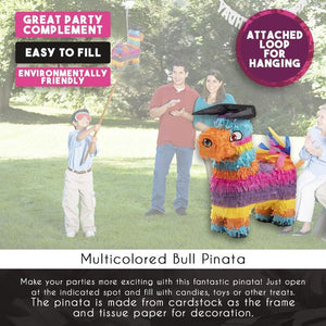Bull Piñata for Kids Birthday Party or Cinco De Mayo (14.5 x 12 x 4.8 in)
