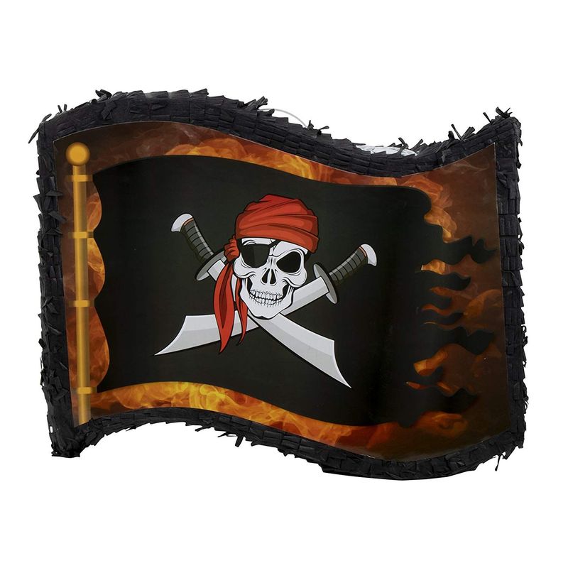 Small Pirate Flag Pinata for Kid's Birthday Party, Cinco de Mayo (12 x 15.7 x 3 In)