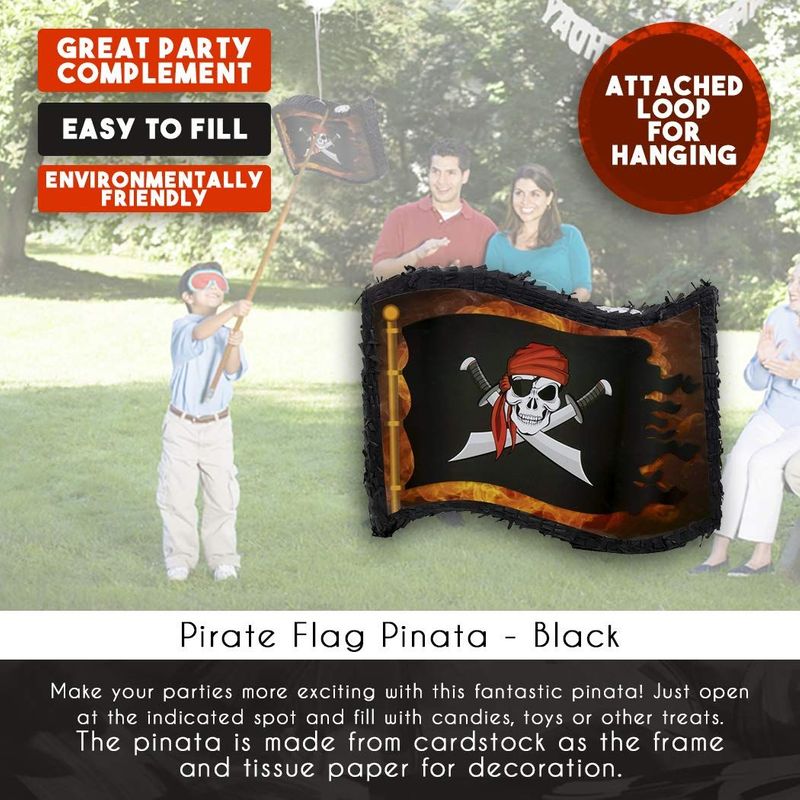 Small Pirate Flag Pinata for Kid's Birthday Party, Cinco de Mayo (12 x 15.7 x 3 In)