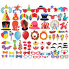 Blue Panda 72-Pack Circus Photo Booth Props - Carnival Circus Party Backdrop Decorations, Selfie Props, Photo Booth Accessories, Party Supplies, Assorted Colors