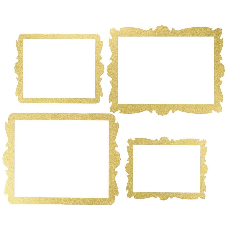 Blue Panda Photo Booth Frame - 8-Pack Gold Glitter Picture Frame Party Supplies, Selfie Frame Cutouts, Party Favors for Wedding, Birthday Party, Bridal Shower, Bachelorette Party