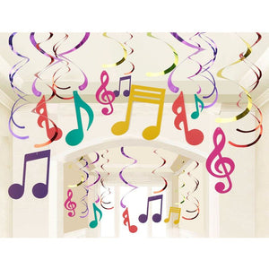 Blue Panda 30-Count Swirl Decorations - Music DecorParty Decorations, Ceiling Streamers, Hanging Musical Note Whirls Kids, 5 Assorted Colors - Hanging Length: 36.5 inches