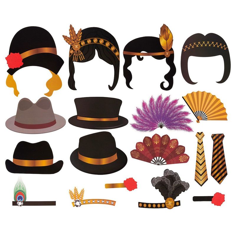 1920’s Photo Booth Props, Party Supplies (Assorted Designs, 72-Pack)
