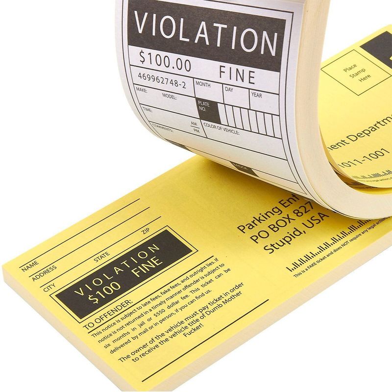 Blue Panda 100-Sheet Fake Parking Tickets - Ticket Prank, Gag Gifts Great for Pranks, Party Favors, 6 x 2.5 Inches