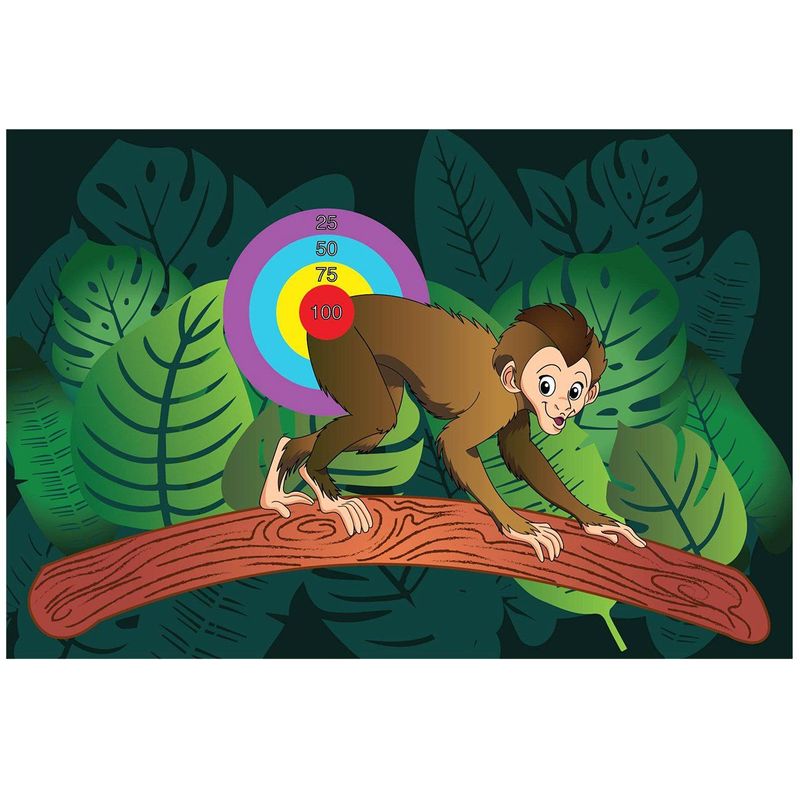 Pin The Tail on The Monkey Birthday Game - Jungle Theme Party Supplies, Zoo Party Favors, Fun for All Ages, 2 Game Posters, 1 Blindfold Mask, 5 Sheets, 30 Tail Stickers