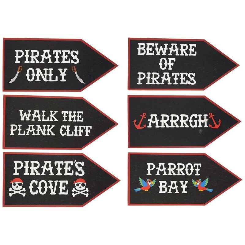 Pirate Party Supplies - 12-Pack Word Cutouts Signs for Theme Party Decorations Kids Birthday Party Favors on 350 GSM Cardstock Paper 17.5 x 8 Inches