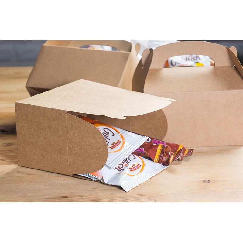 Treat Boxes - 24-Pack Paper Party Favor Boxes, Brown Kraft Goodie Boxes for Birthdays and Events, 2 Dozen Party Gable Boxes, 6 x 3.3 x 3.6 Inches