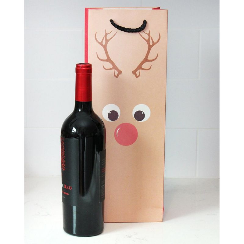 Wine Bottle Gift Bags for Christmas, 6 Cute Designs (5.5 x 15 x 3.2 In, 24 Pack)