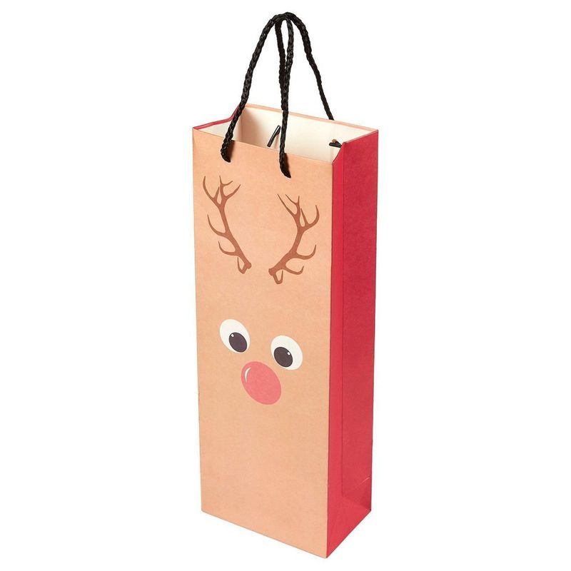 Wine Bottle Gift Bags for Christmas, 6 Cute Designs (5.5 x 15 x 3.2 In, 24 Pack)