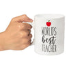 Ceramic Coffee Mug - 16-Ounce Large Novelty Stoneware White Tea Cup - World's Best Teacher - Office, Home, Birthday Gift