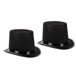 Black Felt Top Hat - 2-Pack Lincoln Hat, Magician Hat Halloween Costume Accessory, Unisex